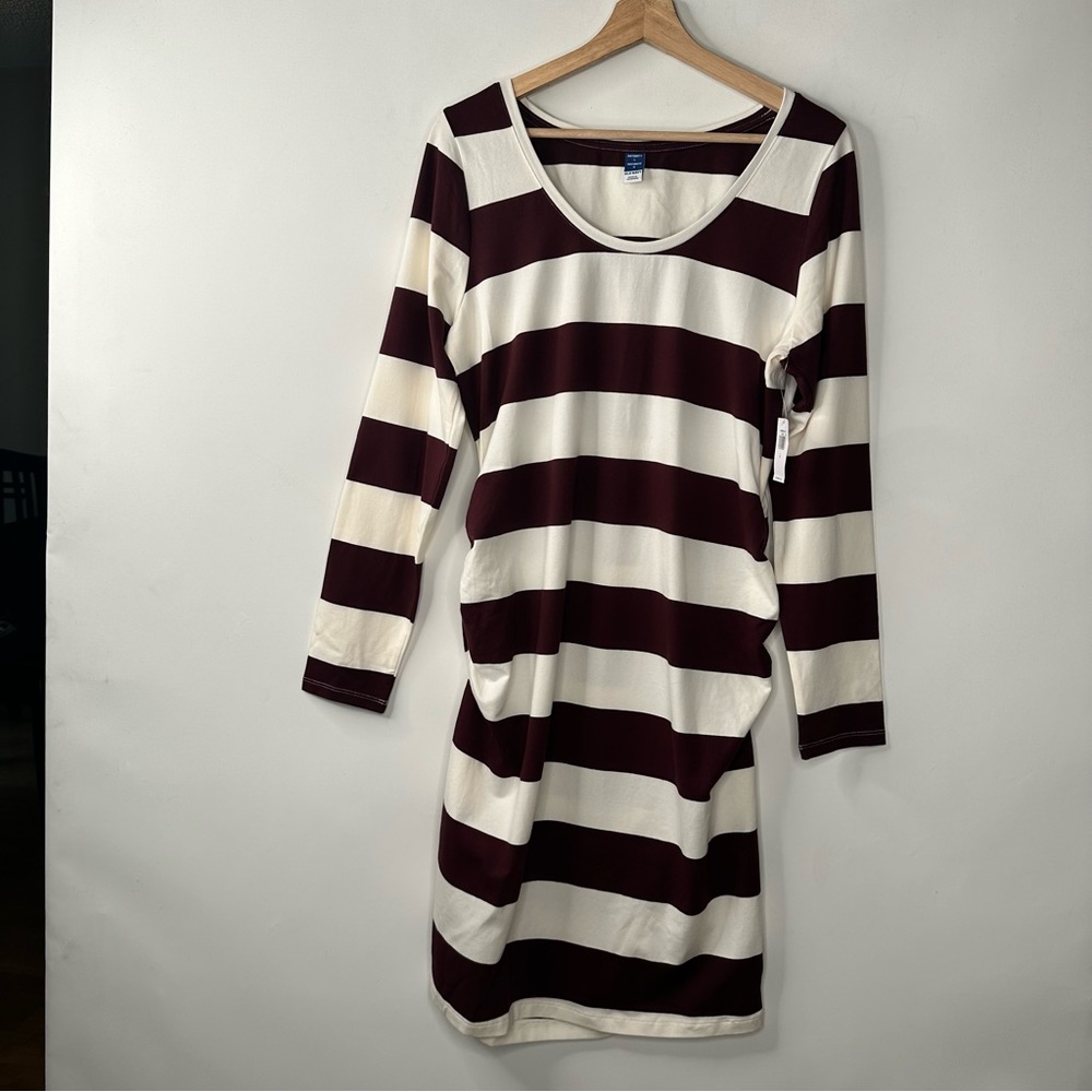 NWT Old Navy Bodycon Dress Womens SZ S Jersey Knit Striped Long Sleeve Maternity
